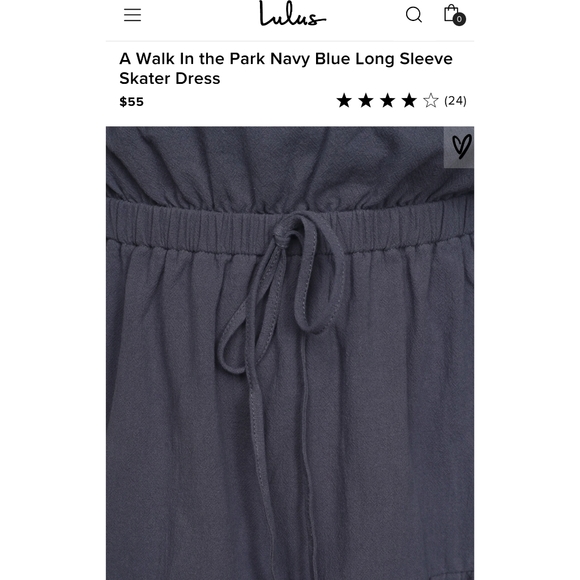 NEW Lulu's Navy Blue Long Sleeve Skater Dress - Picture 5 of 10